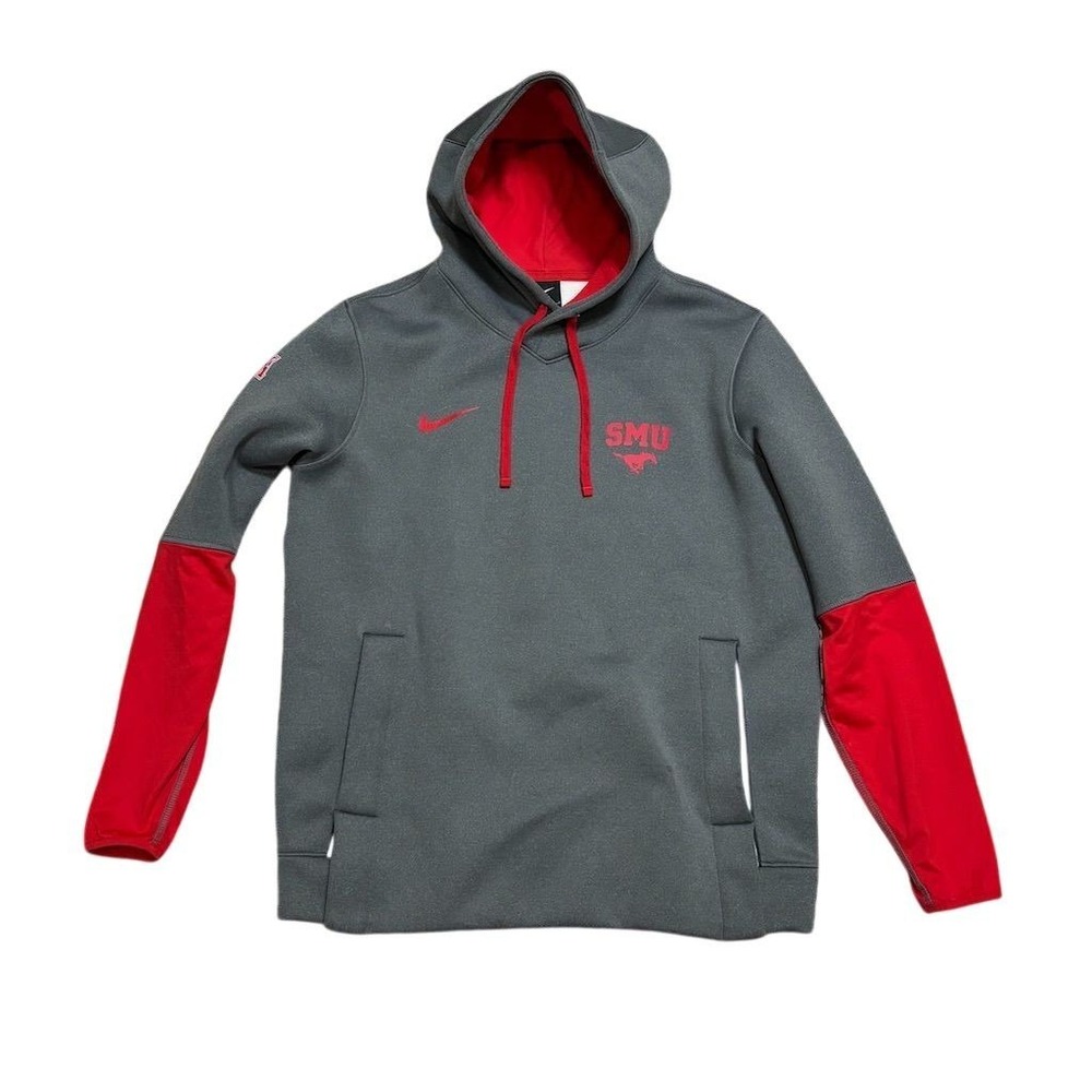 Nike SMU Mustangs Men's Pullover Hoodie Gray/Red Size L Team issued